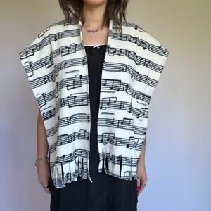 Black & White Music Note Fleece Scarf